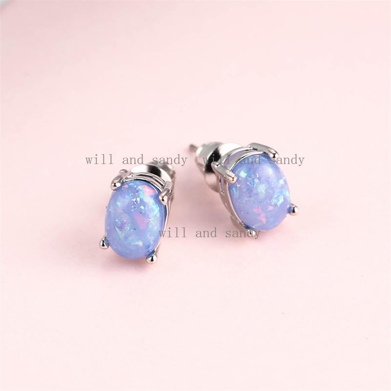 Sterling Silver Opal Stud Earrings for Women Wedding Earrings Square Cubic Zirconia Earrings Jewelry Mother Birthday Christmas Gift for Girls