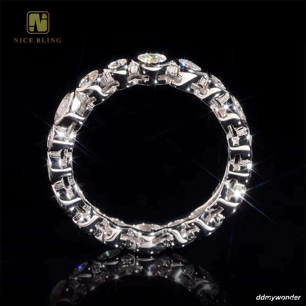 Fine Jewelry S Sier Bezel Radiant Cut VVS Moissanite Ring Women Finger Rings Wedding Engagement