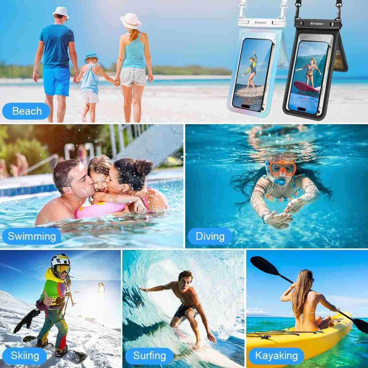 Double Space Waterproof Phone Pouch 2 Pack Waterproof Phone Case with Lanyard for iPhone 16 15 Pro Max S23 Pixel 7a up to 85 Cellphone Dry Bag for Bea