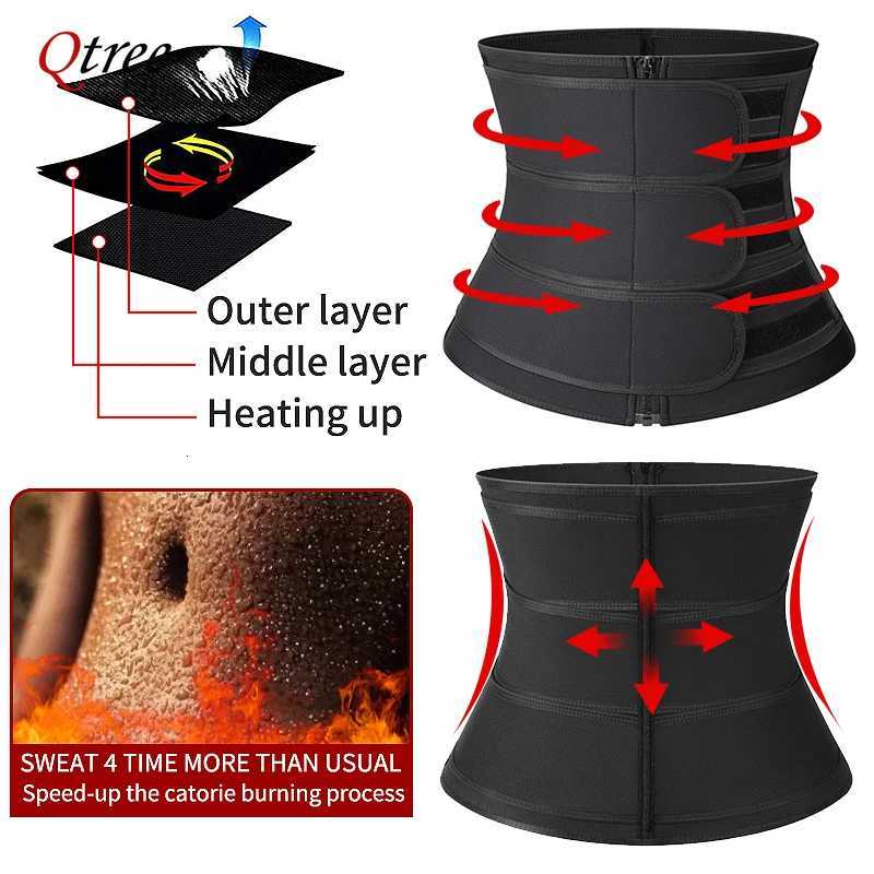 Qtree Body Shapewear Women Waist Corset Belly Cincher Trimmer Weight Loss Slimming Sweat Belt Sauna Strap Tummy Control W250910
