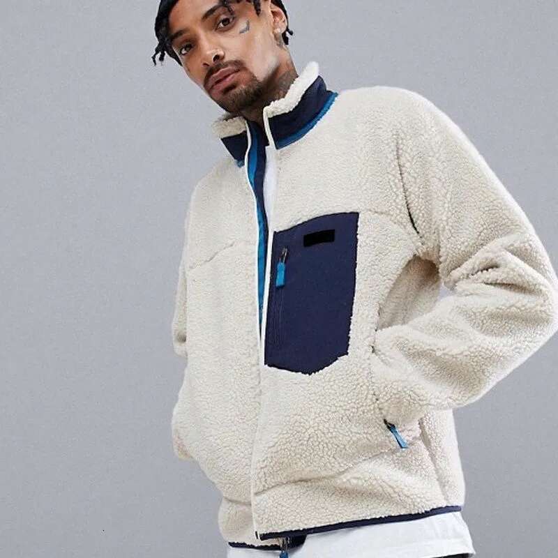 Men Jackets Fleece Zip Up Jacket Designer Thick Warm Down Coat Classic Retro Antumn Unisex Model Lamb Cashmere Outerwear Coats Winter Outdoor Coats