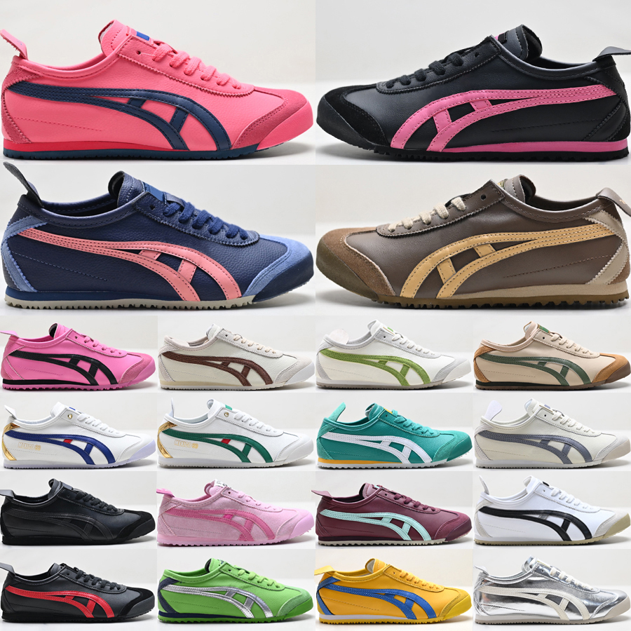 Top Tiger Mexico 66 Canvas Slip-on Running Shoes For Men Women Designer Trainers Leather Pink Cameo Mako Blue Pure Silver Black Outdoor Sneakers Size 36-45