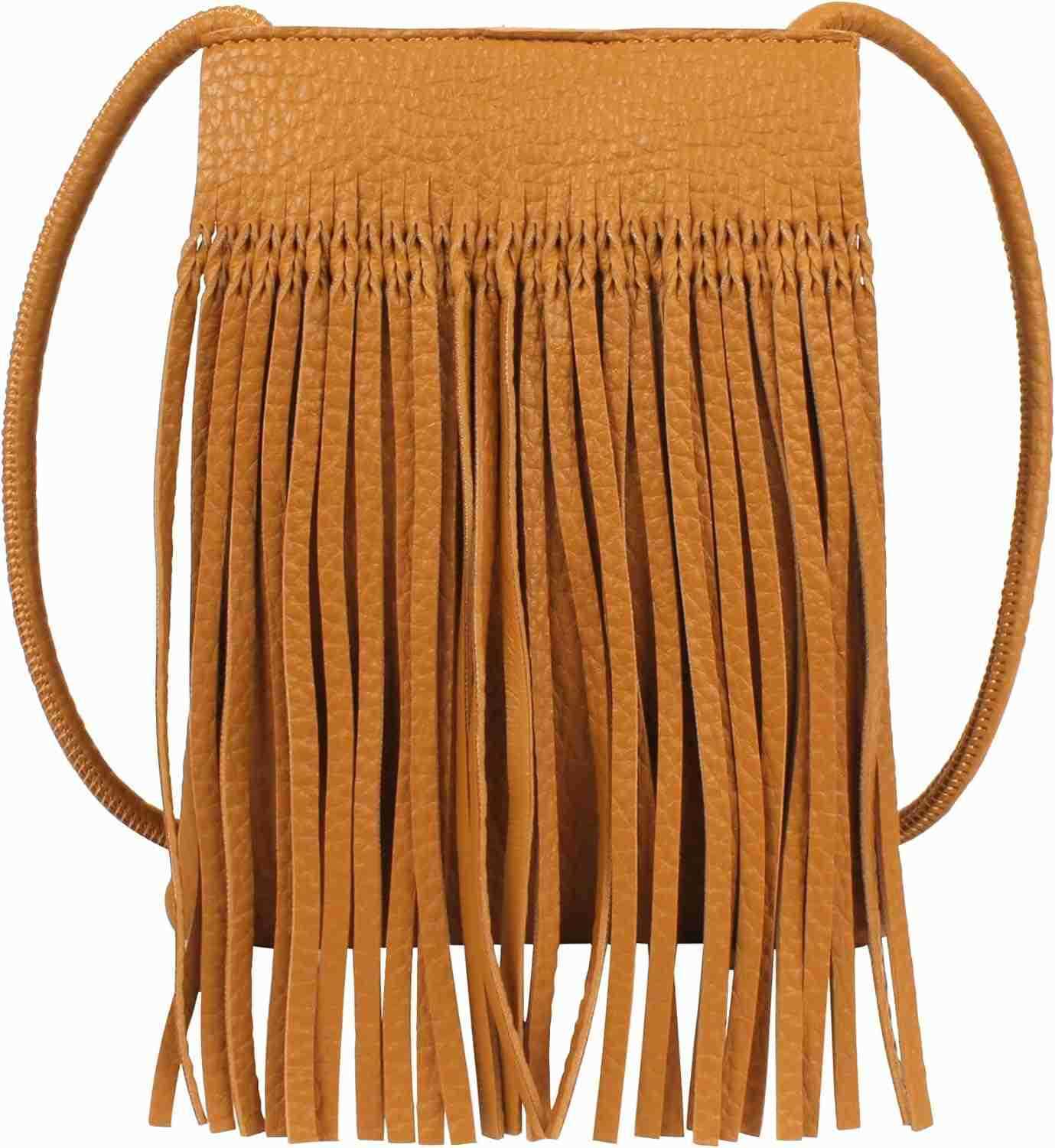 Womens Mini Fringed Crossbody Shoulder Bag Leather Cellphone Bag Tassel Wallet PurseW250909