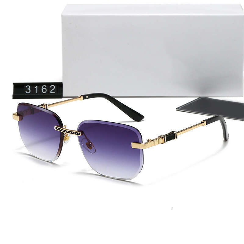 New Fashion Rimless for Men and Women Trendy Curved Surface Sunglasses UV Protection 3162