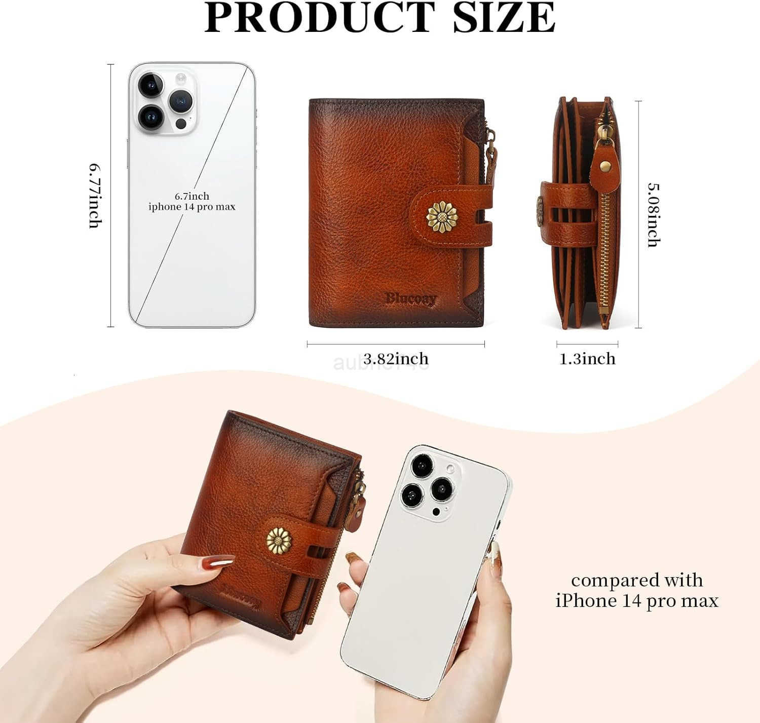 Wallet WomenRFID Blocking Leather Womens Wallet Bifold Compact Card Holder Small Wallet for Women with Removable ID Window BrownZ250910