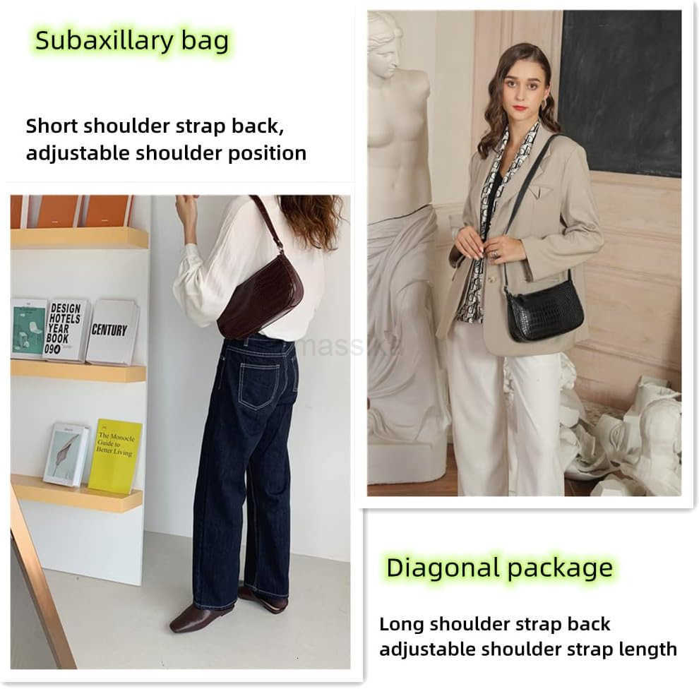 Small Purse for Women Adjustable Shoulder Bags Crocodile Pattern Clutch Purse with Zipper Closure Retro M250910
