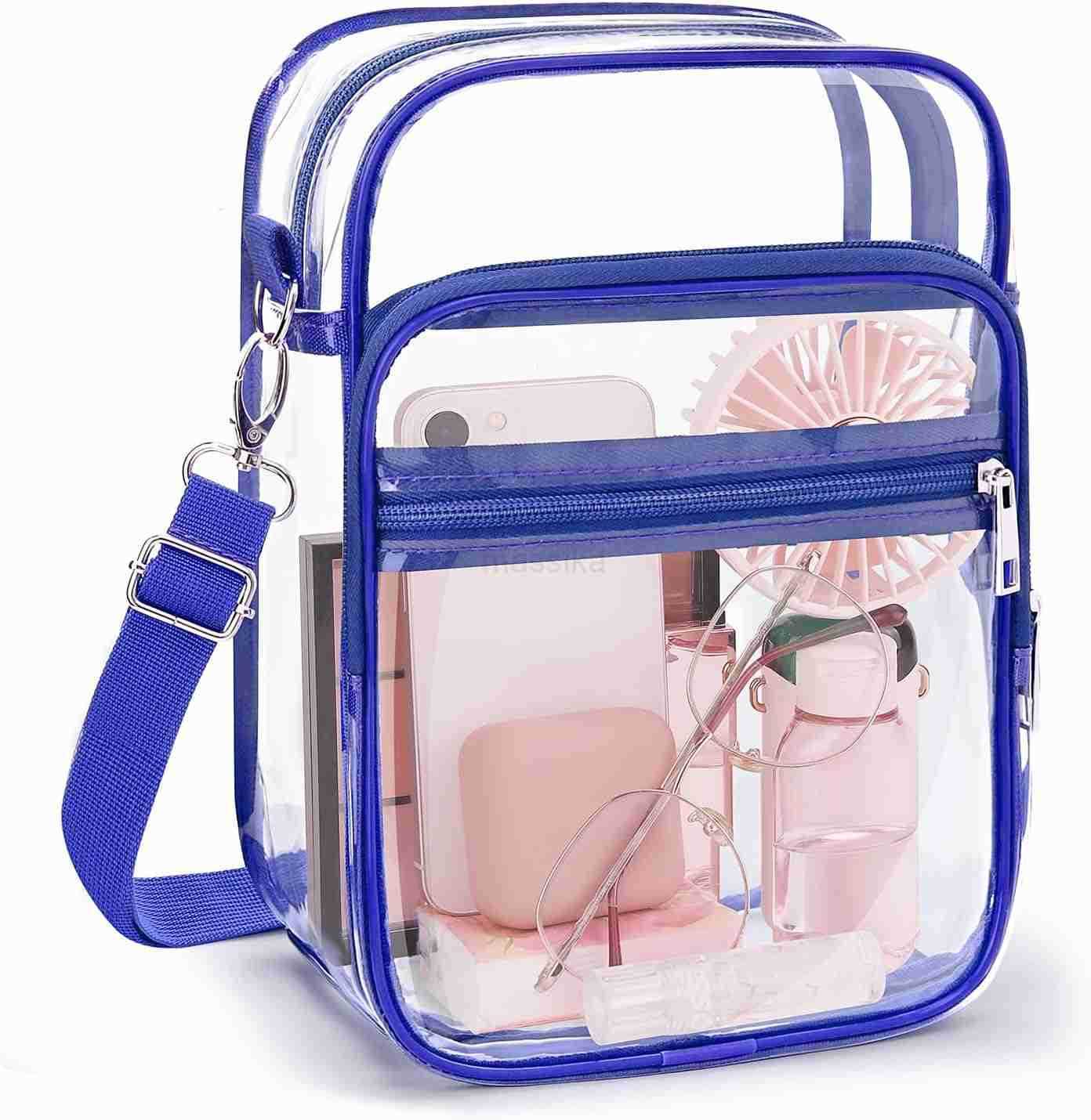 Clear Crossbody Bag with Adjustable Shoulder Strap Stadium Approved PVC Purse Bag Messenger Bag M250910