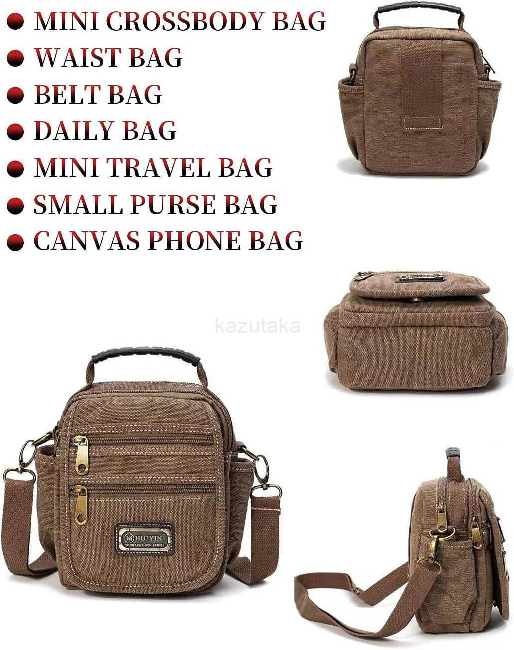 Man Small Canvas Crossbody Phone Purse Bag Mini Messenger Bag Waist Belt Side Bag Z250910