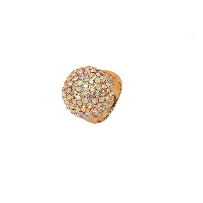Minimalist Personality Exaggerated Full Diamond Round Ball Trendy Elegant Versatile New Joint Ring