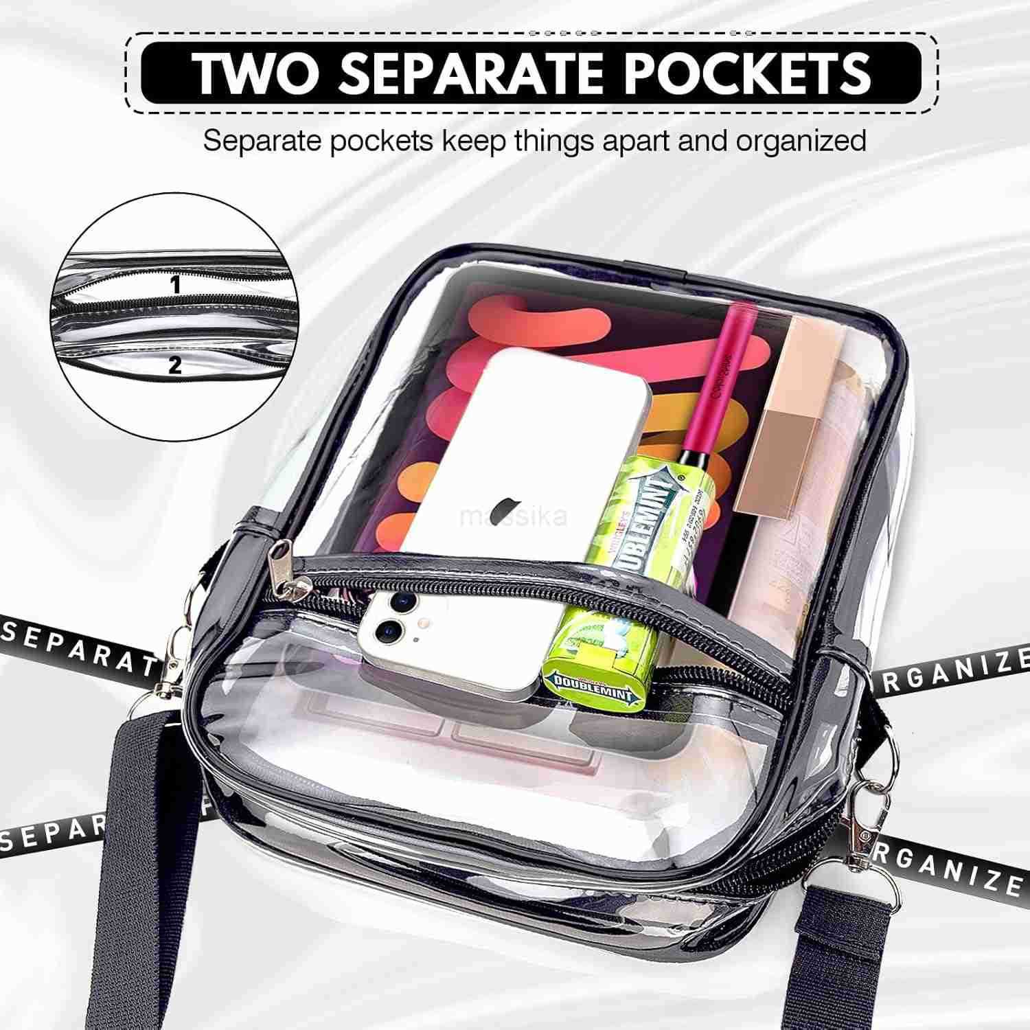 Clear Bag for Stadium Events Clear Purse Stadium Approved See Through Crossbody Bag with Shoulder Strap for Concert Sport M250910