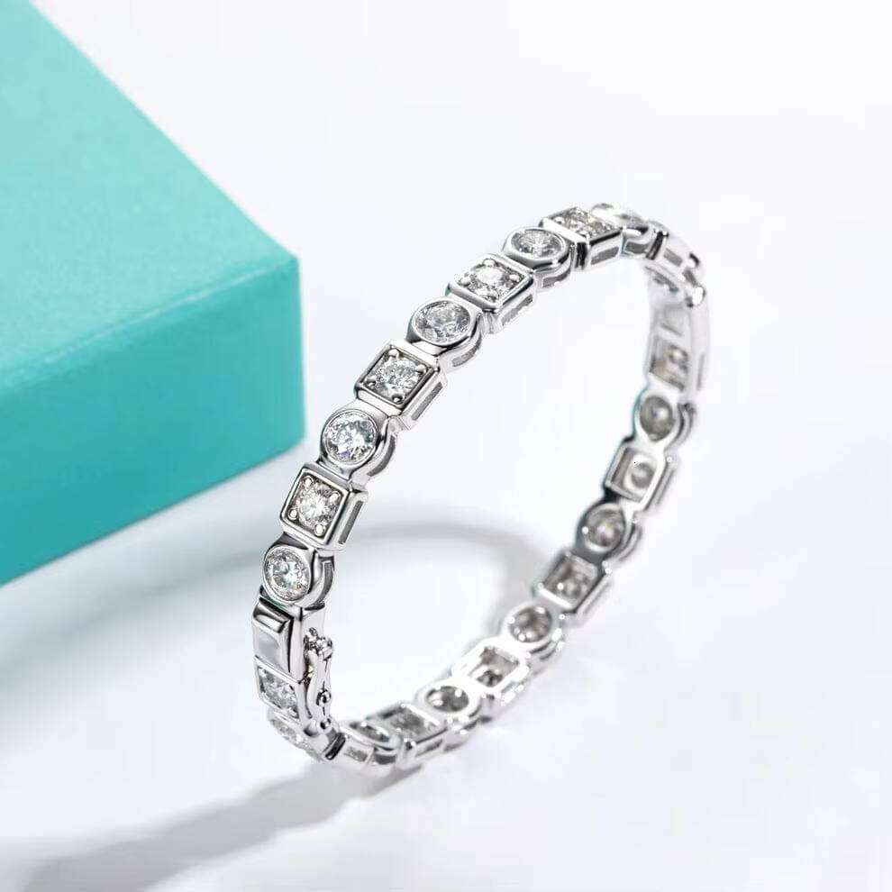 Dia Tennis Sterling Sliver Round Cut Moissanite Classic Bracelet For Women & Men Jewelry