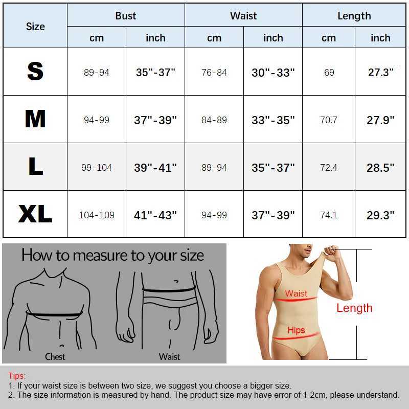 Men Shapewear Bodysuit Tummy Control Abdomen Compression Slimming Bodysuit Sleeveless Open Crotch Undershirt Full Body Shaper W250910
