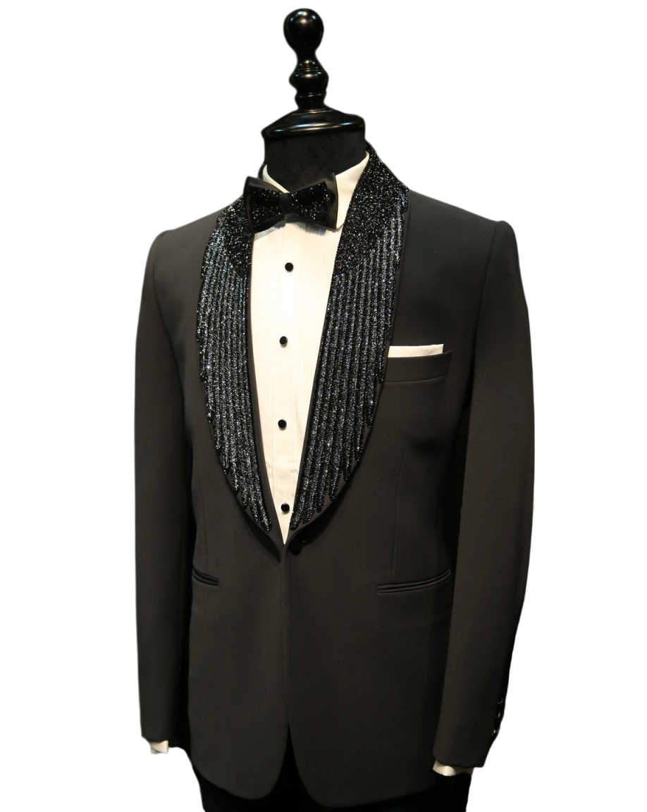 Formal Wedding Tuxedos 1 Piece Set Shawl Lapel Beaded Men Suit Classic Fit Single Breasted Evening Prom Groom Blazers Customized