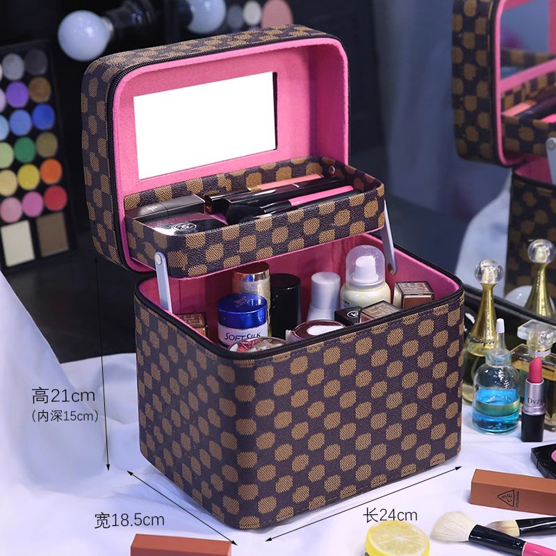 Free shipping designer bag Makeup bag for women portable large capacity new high-end cosmetics storage box with mirror