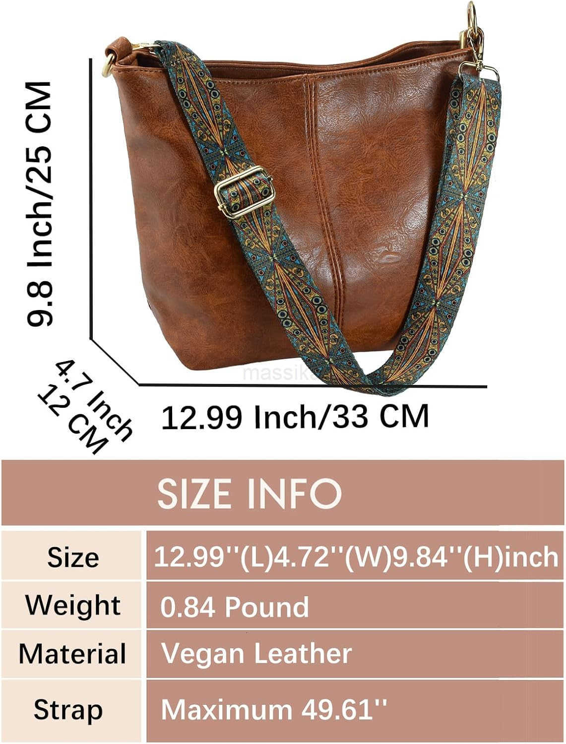 Shoulder Bag Vegan Leather Crossbody Bag Guitar Strap Shoulder Purses with Zipper Handbags for Women M250910