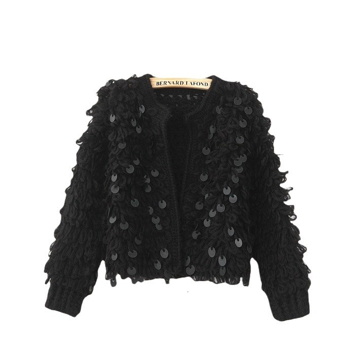 2025 autumn and winter design new women's sequined mohair designer short knitted cardigan sweater top