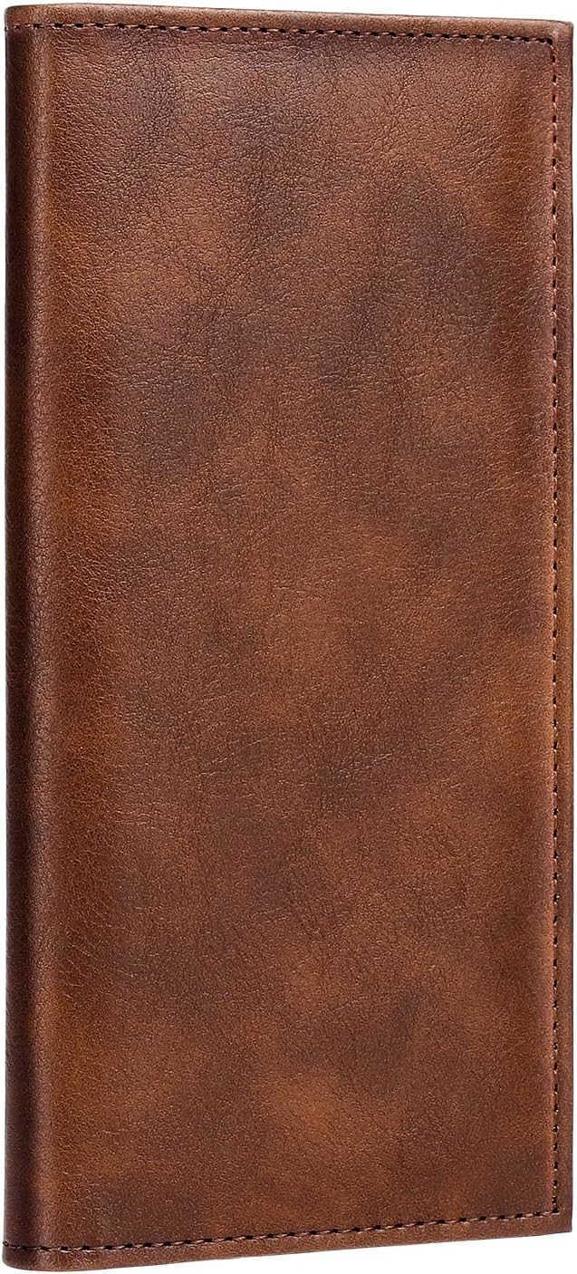 Leather Checkbook Cover for Top Side Tear Registers Duplicate Checks with Plastic Insert Flap Pen Holder Slim Wallet Card Holder for Men WomenZ250910