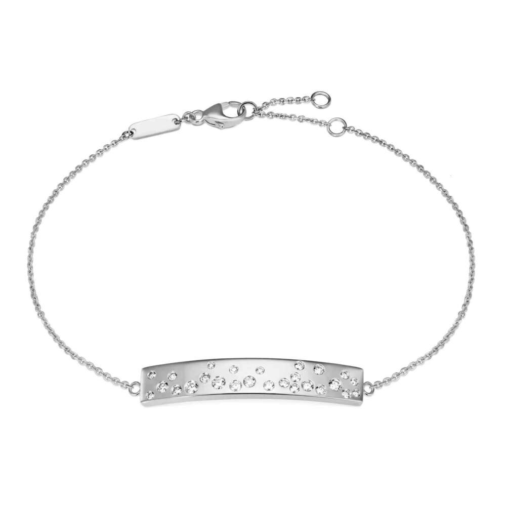 New Arrival High Quality Gold Plated Engravable Stainless Steel Bar Dia Moissanite Bracelet Women