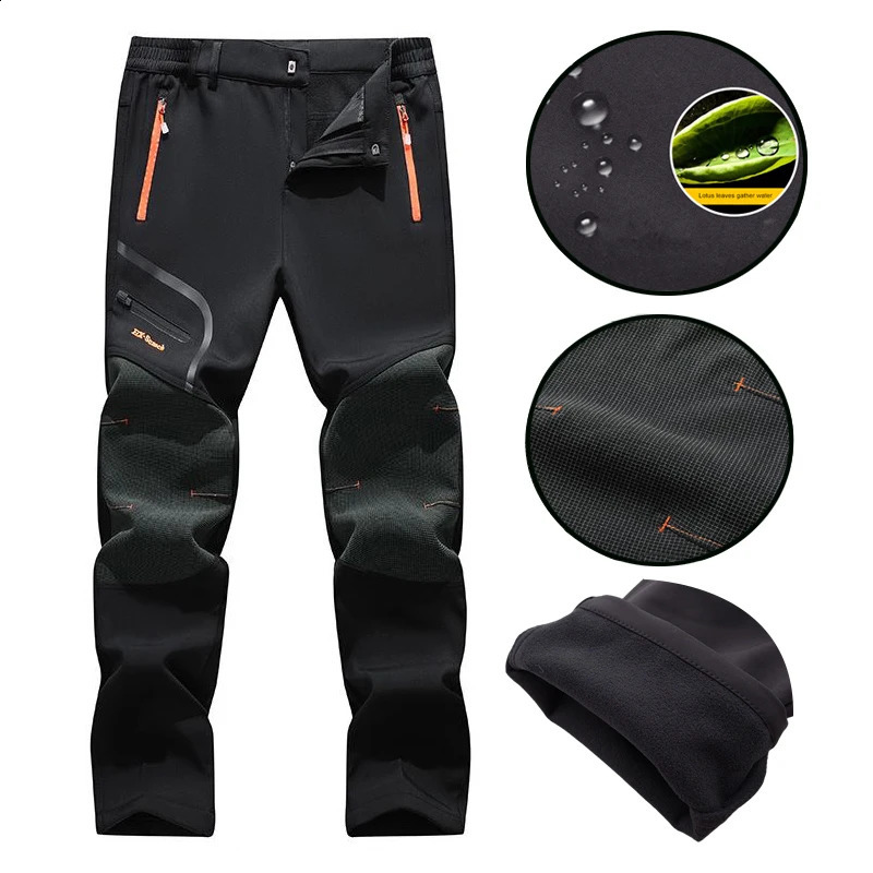 Mens Skiing Snow Pants Camping Fleece Lined Waterproof Winter Insulated Hiking Trekking Pant Outdoor Work Hunting 250910