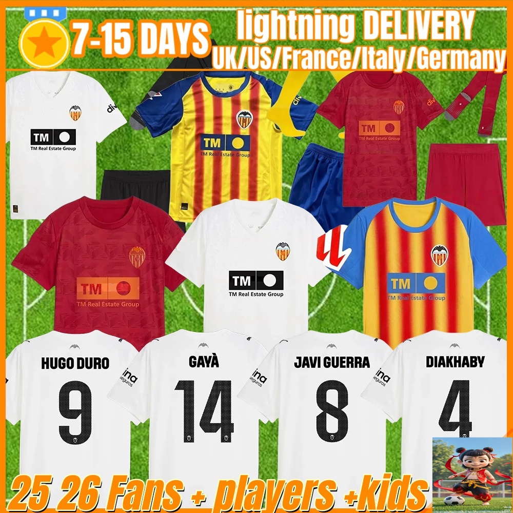 valencia football jersey 25 26 camisetas de futbol men kids kit Valencia football shirts 2025 2026 third kids kit camiseta vcf HUGO DURO GAYA MUSAH HUGO chemise 2025