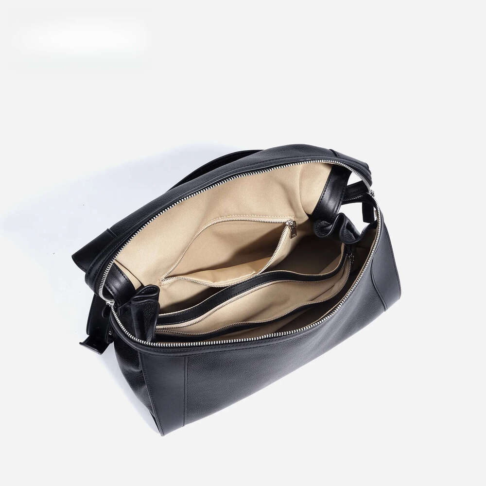 Women Handbag Large 2026 Long Zipper Open Design Quality Commuter Shoulder Messenger Bag Blue Beige Full Grain Cow Leather