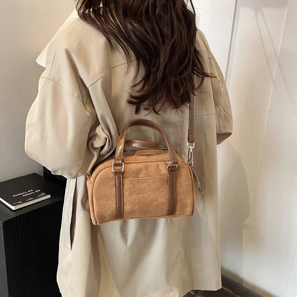 Suede Adjustable Shoulder Strap Handbag Women s Shoulder Bag Patchwork Versatile Pillow Bag Frosted Leather Casual Fashion Designer Bag Travel Bag