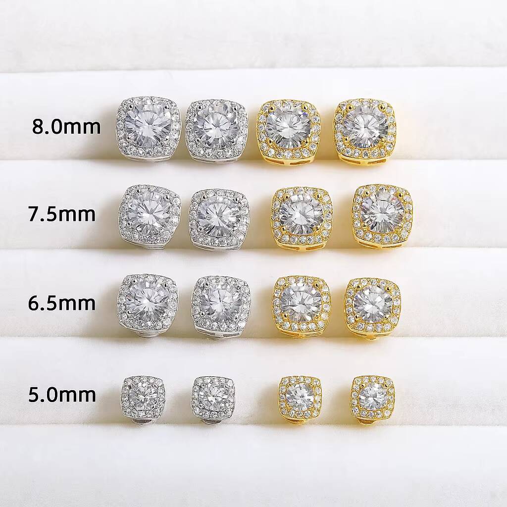 Classic Mossanite Diamond Ear Stud 38mm 1ct 2ct 14K Gold Plated 925 Sterling Silver VVS GRA Moissanite Earring for Women Men