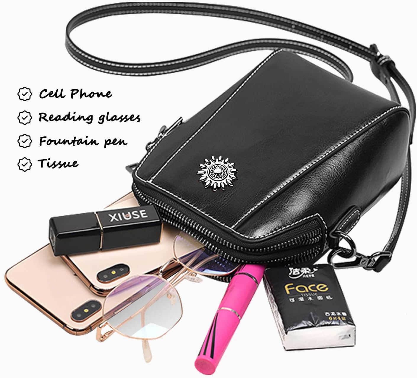 Retro Messenger Bag Leather Vertical Mini Mobile Phone Bag Ladies Versatile Shoulder And Messenger Bag Black Z250910