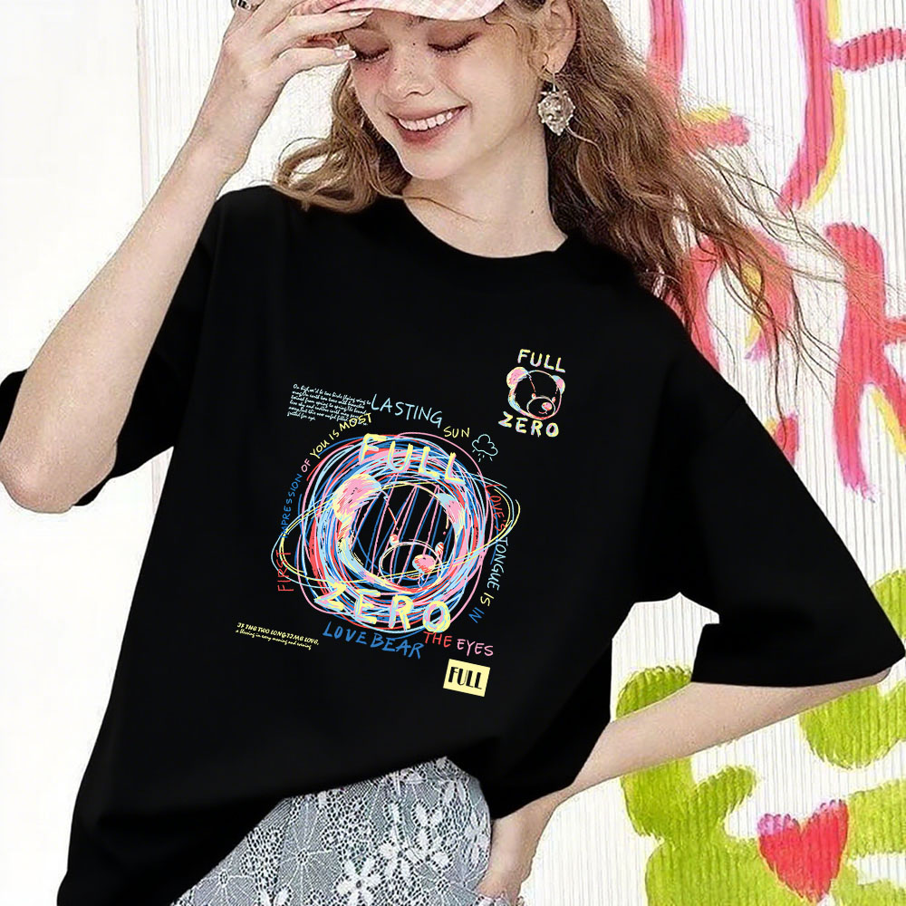 Fashion Versatile Printed Short-Sleeve Top - High-Quality Heavyweight Pure Cotton Tee (260g) 202509091007