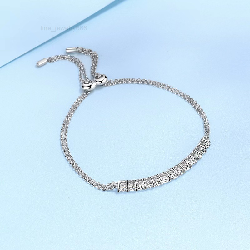 925 Sterling Silver 13 moissanite Moissanite Bracelet for Ladies Casual Fashion Light Luxury Niche Advanced Design Gold Decoration