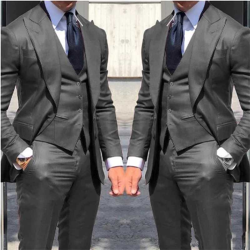 Black Men Suit Business Office Jacket Pants Vest ThreePiece Set Slim Fit Outfit Wedding Tuxedo for Male highend Custom Clothes W250910
