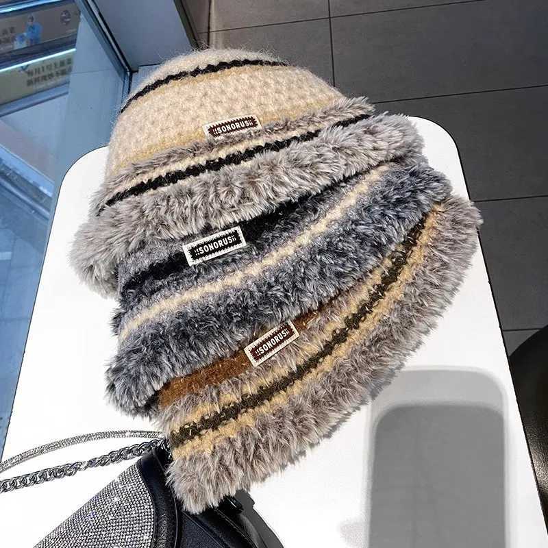 Womens Winter Fleece Bucket Hat Thickened Knit Beanie with Pom Slouchy Fisherman Hat for Cold WeatherXJ250910