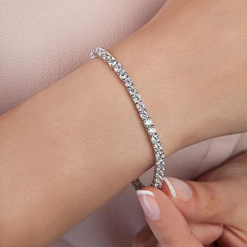 18K Gold Silver Plated Zirconia Tennis Bracelet Crystal Hand Chain for Men Women Love Heart Diamond Bracelets Bangle Lover Wedding Jewelry Gift