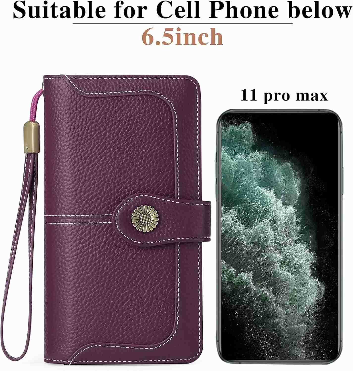 Women Genuine Leather Wallet Large Capacity Bifold RFID Blocking Card Holder with Zipper Coin PocketZ250910
