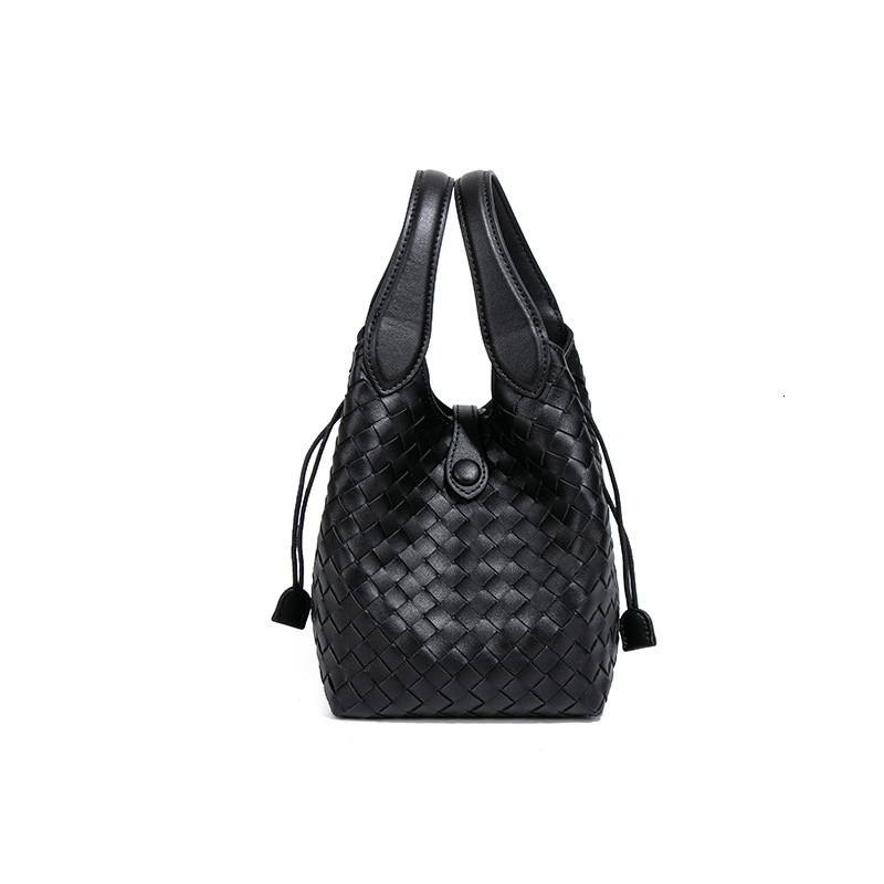 Intellectual Style High-End Design Double Handle Basket Tote Fashion Trend Drawstring Woven Bag