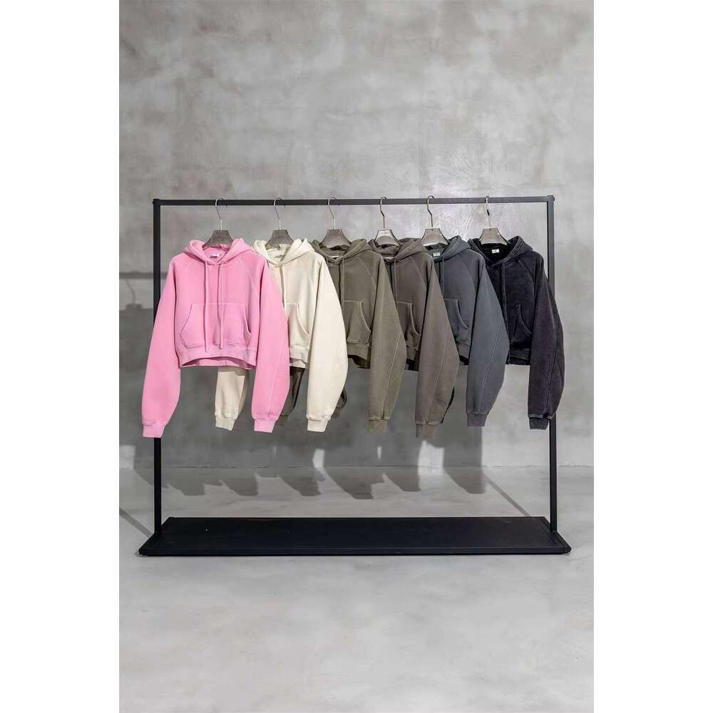 Winter Blank 360g Heavyweight Washed Cut High-Quality Cotton Hoodie Puff Print Screen Embroidery