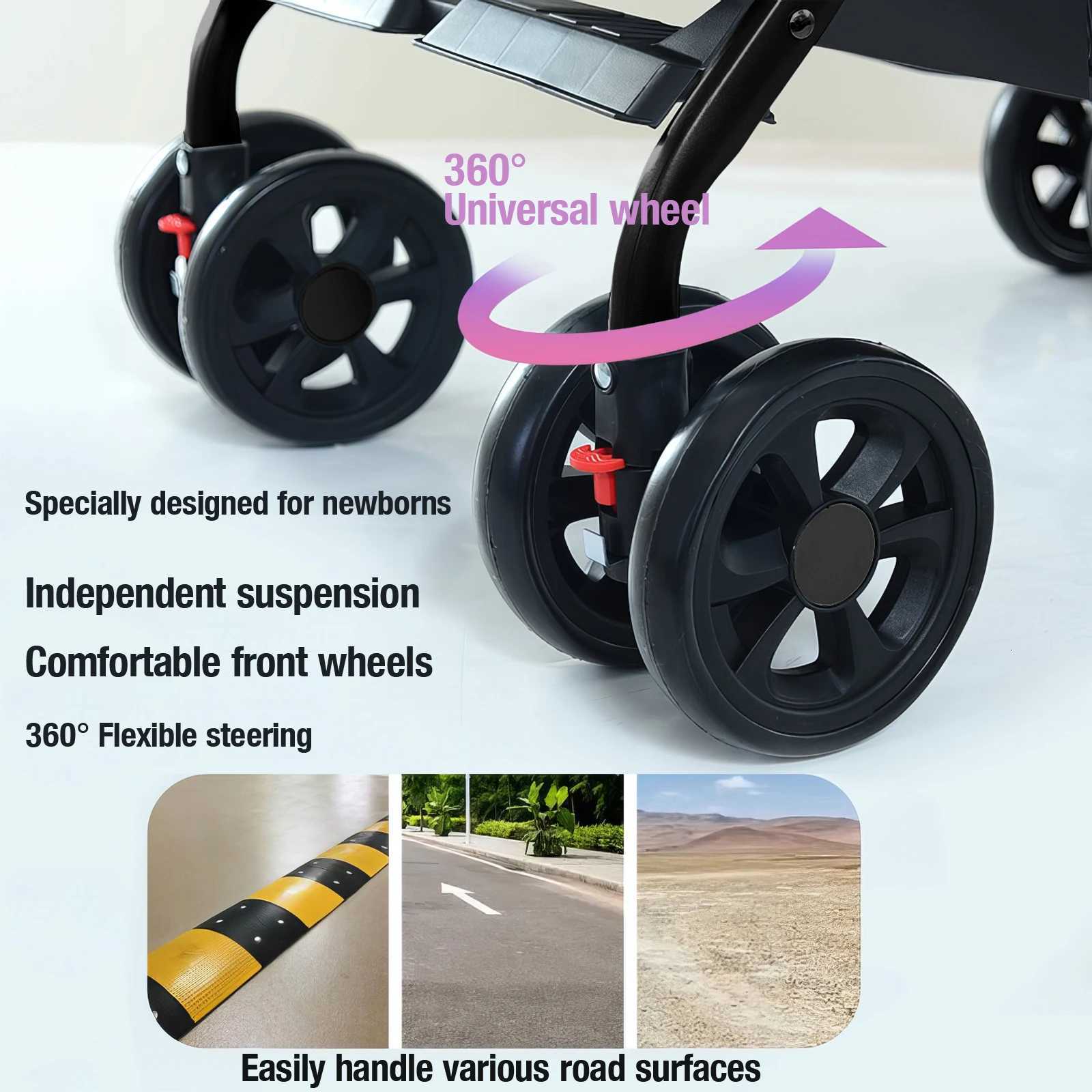 2 in 1 Baby Stroller Baby Carriage Lightweight Stroller Travel System Stroller One Hand Fold Stroller for Travel with Canopy W250910