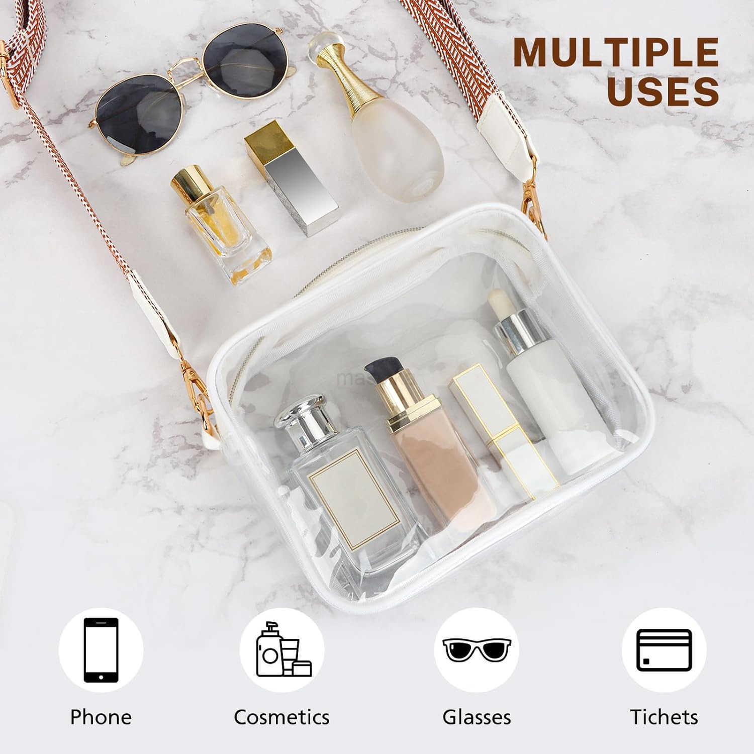 Clear Bag Stadium Approved Clear Purses for Women Crossbody Bag for Concerts with Adjustable Strap M250910