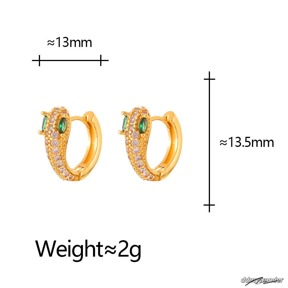 Light Elegant Exquisite Versatile Zircon Green Eye Snake-Shaped Fashion High-End Sense Personality Niche Earrings 250710 ddmywonder ddmywonder ddmywon