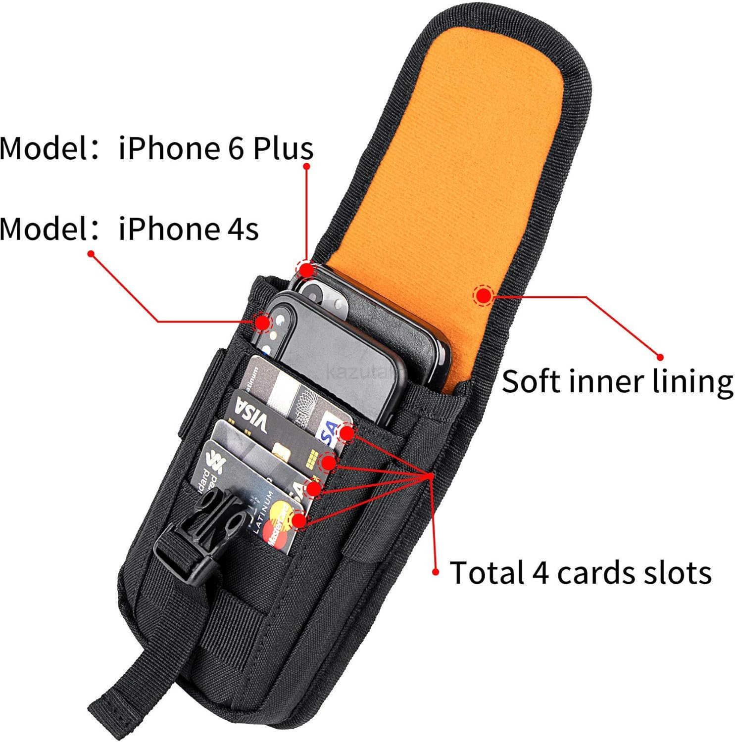 Tactical Cell Phone Holster Pouch Smartphone Pouch Cellphone Case Gadget Bag Molle Attachment Belt Holder Waist Bag for 4769 with US Flag Patch and Ge