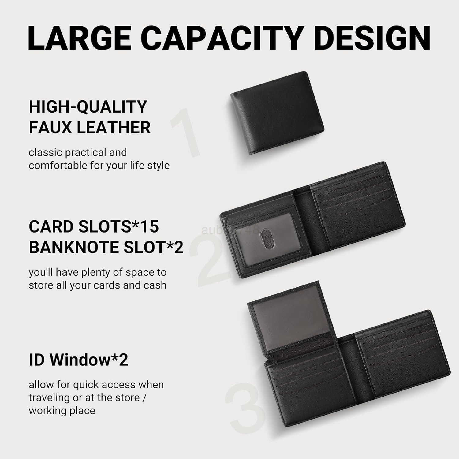 Wallet For Men RFID Blocking Black Wallets Bifold Faux Leather Card Holder Front Pocket Mens Accessories With Gift BoxZ250910