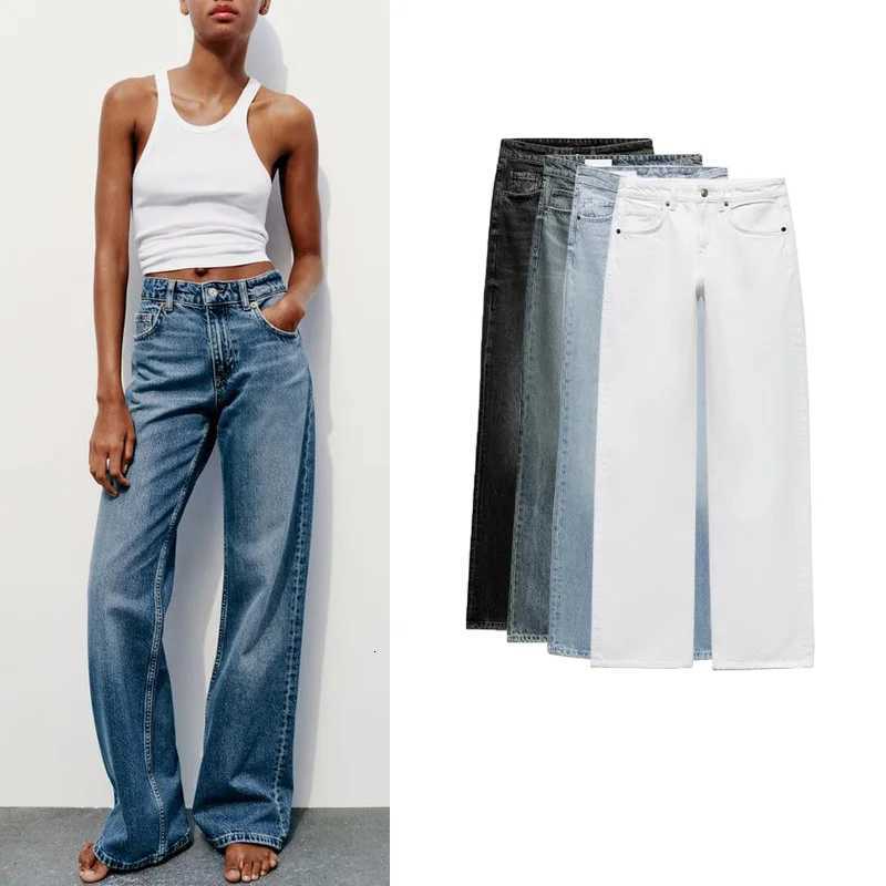 Spring New Vintage Boyfriend Sle Casual Versatile Wide Leg mid Waist Long Jeans High Waist Loose Fit Straight Leg Jeans Z250910