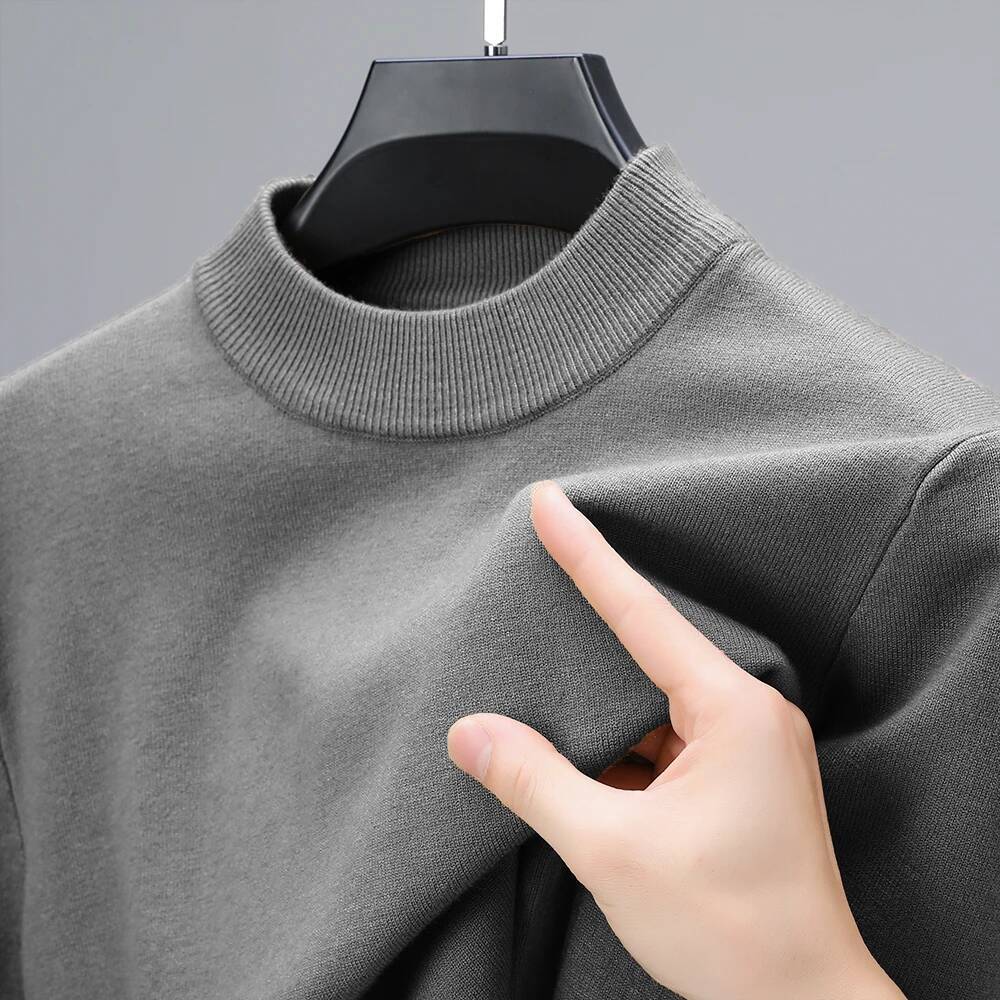 Half Turtleneck Knitwear Sweater New Autumn/Winter Mock Neck Sweatshirts Solid Color Pullovers Man Brand Casual Mens Clothing dongdumaoyi