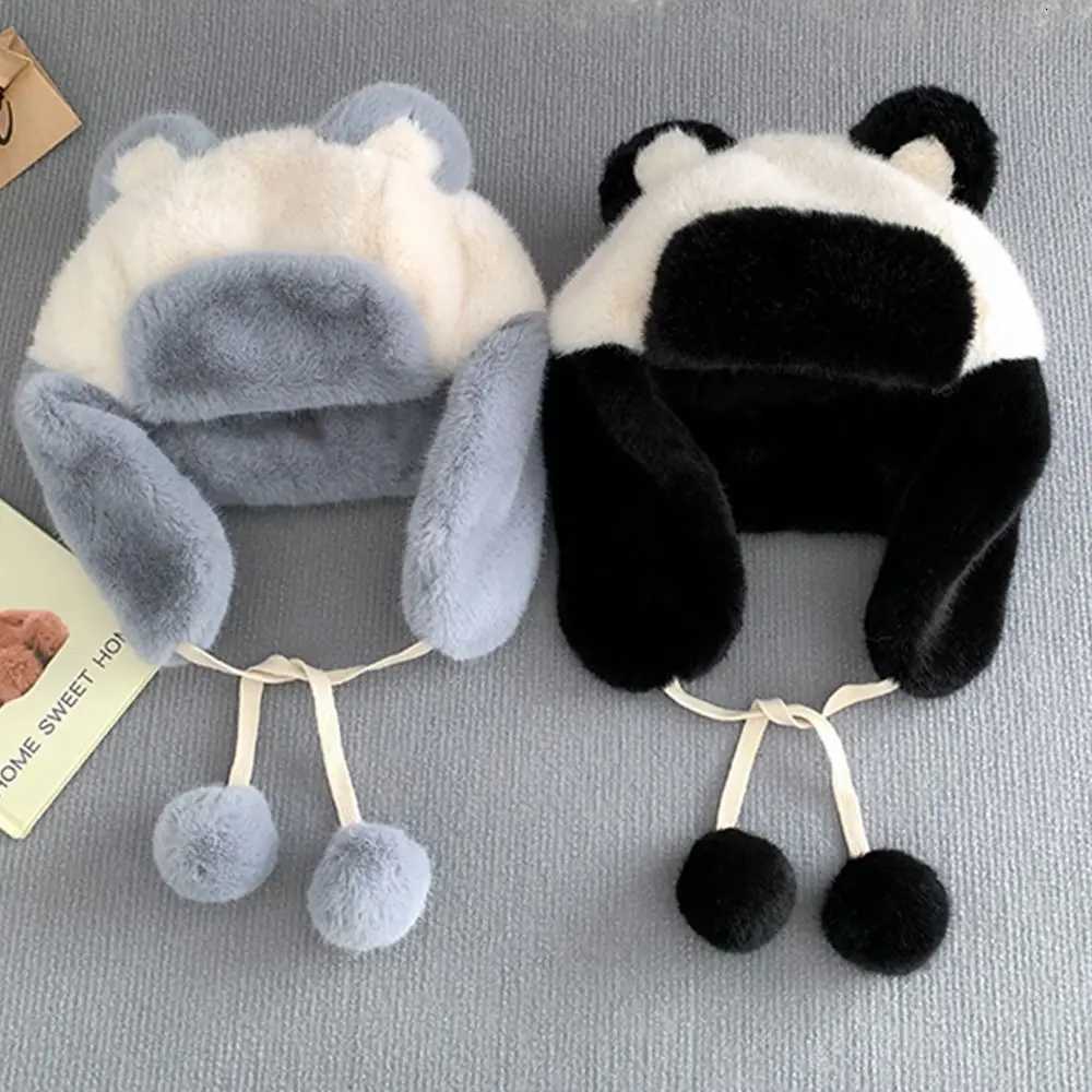 Outdoors Plush Bomber Hat Warm Thick Ushanka Fur Hat Panda Ears Cute Ski Russian C for Men WomenXJ250910