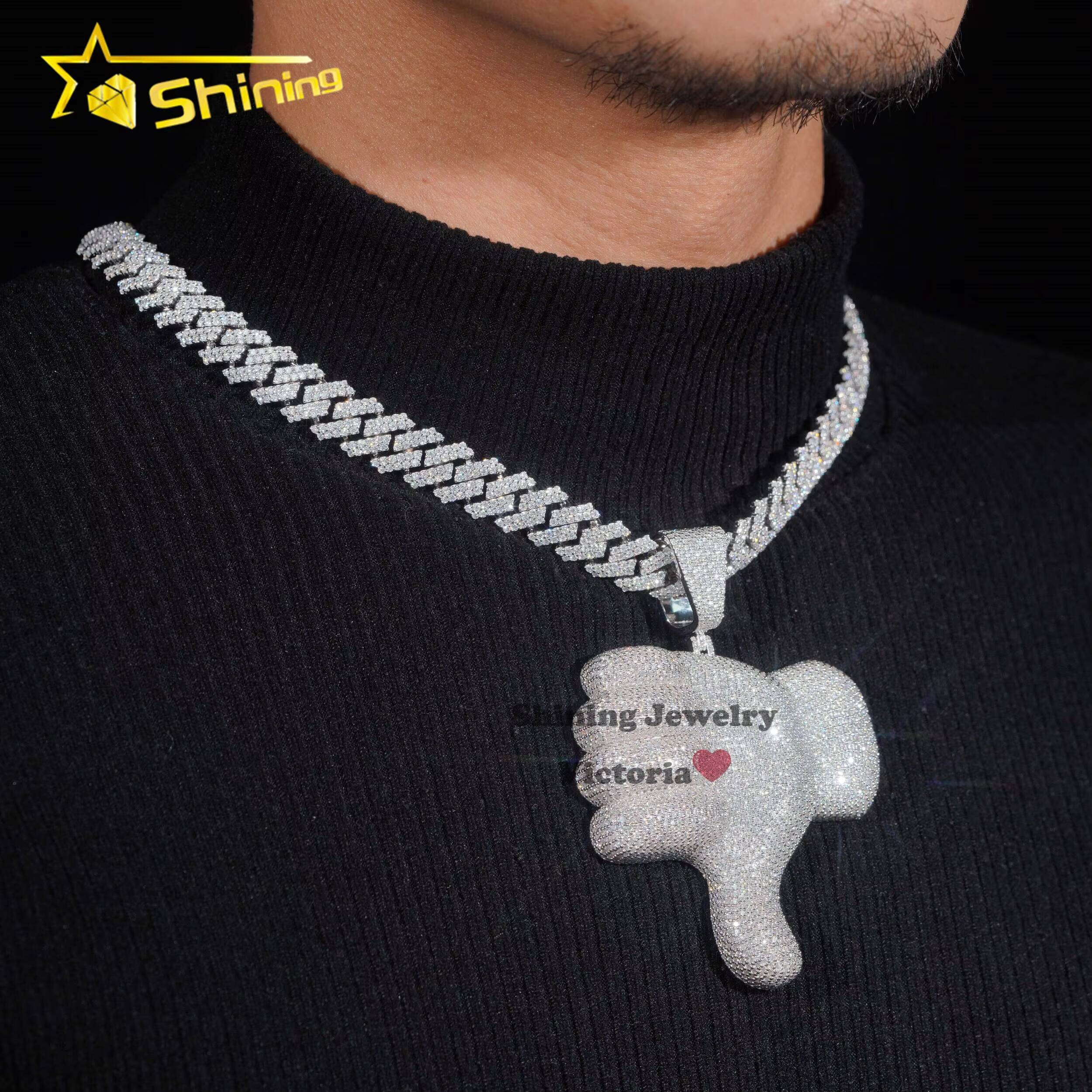 Personalized Rapper Charms Hip Hop Jewelry 925 Silver White Gold Plated VVS Moissanite Diamond Custom Iced Out Pendant