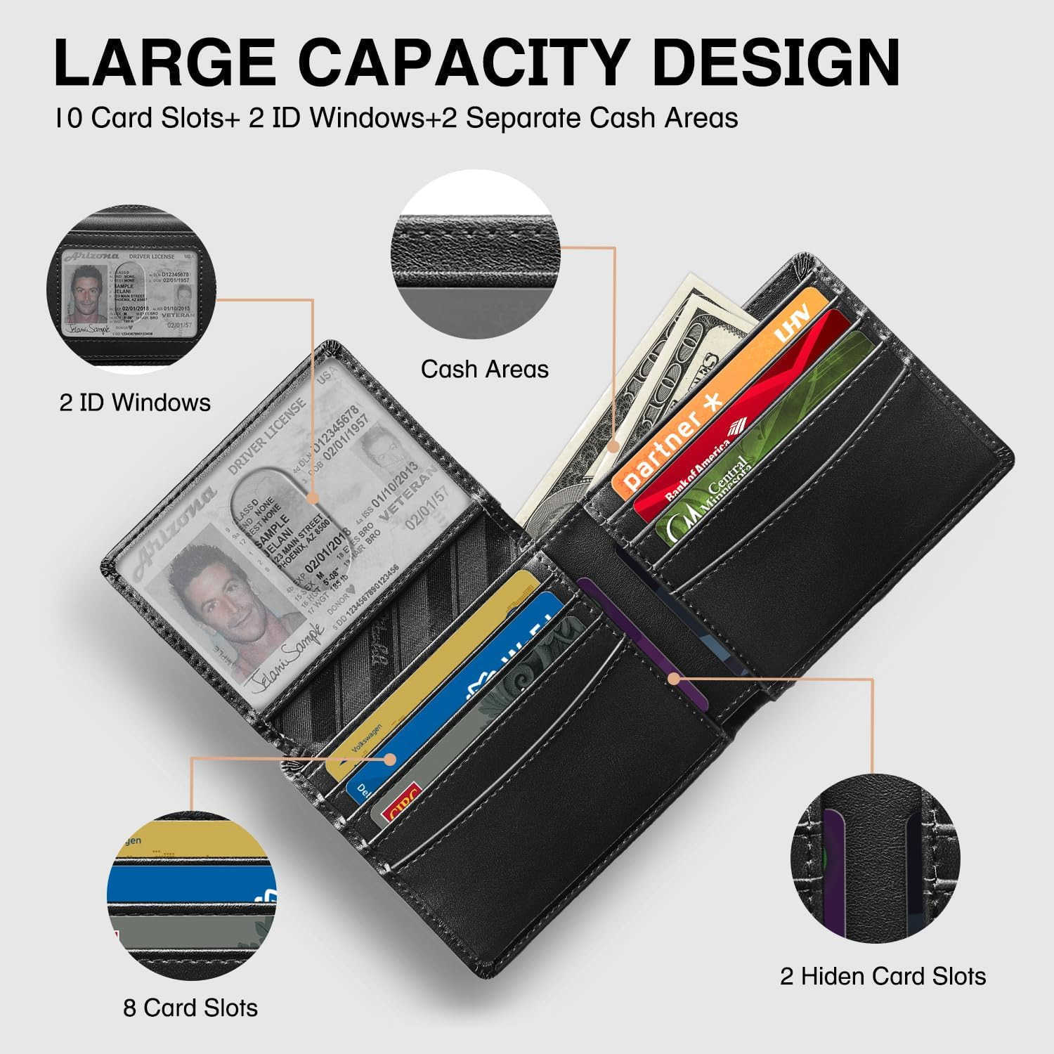 Wallet for Men 12 Card Holder Slim Rfid Leather 2 ID Window Wallets With Gift Box Mens AccessoriesZ250910