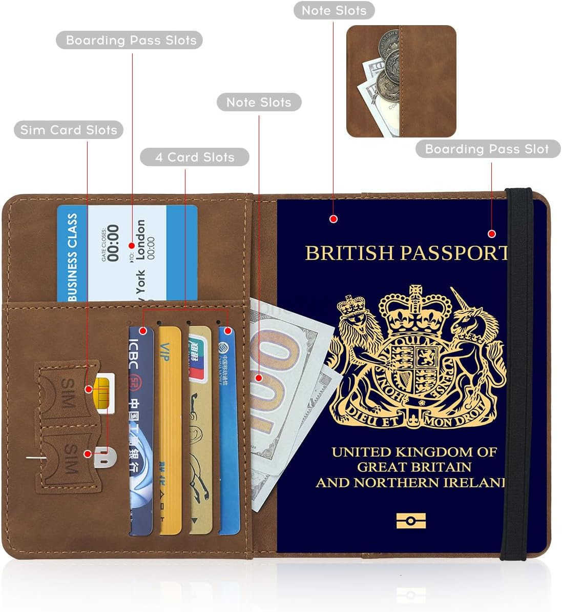 CoverPassport Holder Travel WalletRFIDBlocking Passport Case Travel Accessories Card Holder Wallet Unisex Travel GiftsBrownZ250910