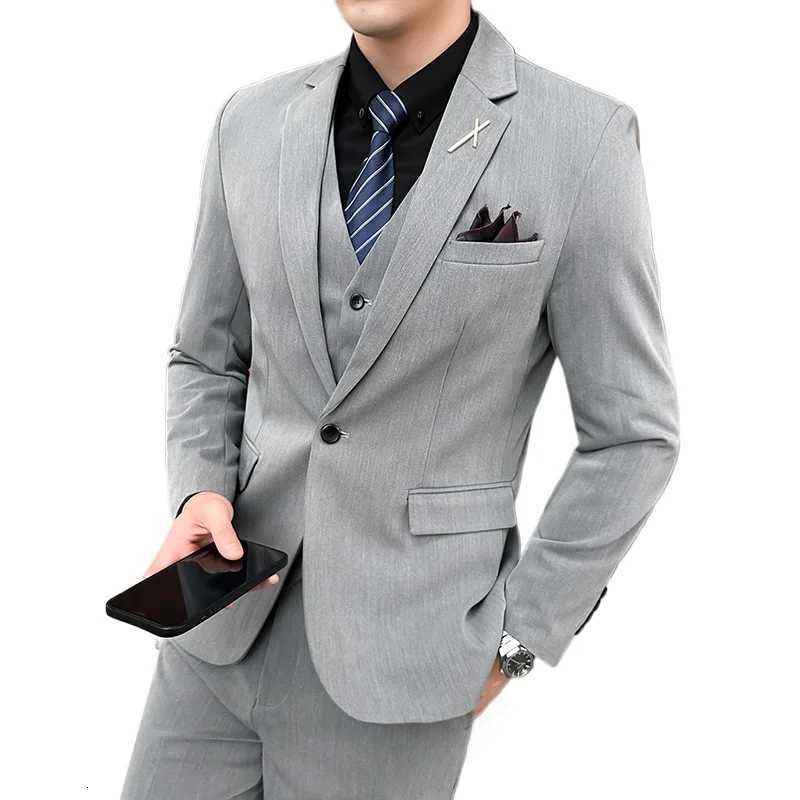 2025 Suits Blazer Vest Pants Mens Fashion Business Korean Version Slimfit Wedding Professional Wear Gentleman Dress 5XL W250910