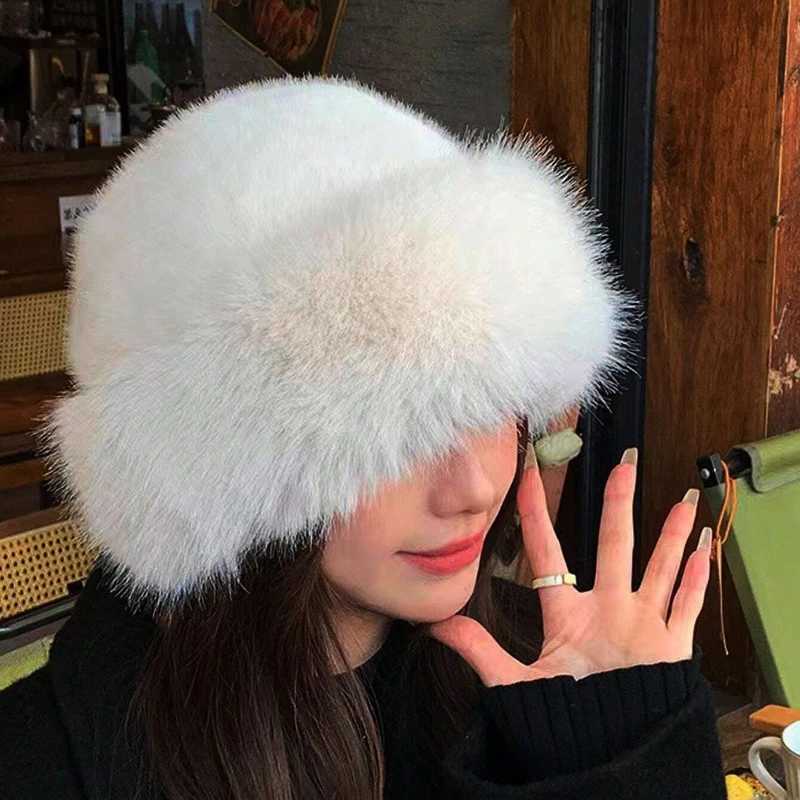 1pc Furry Hats For Women AutumnWinter Korean Style Warm Hats Solid Color Flattering Mongolian Hats Thickened Winter OutfitsXJ250910