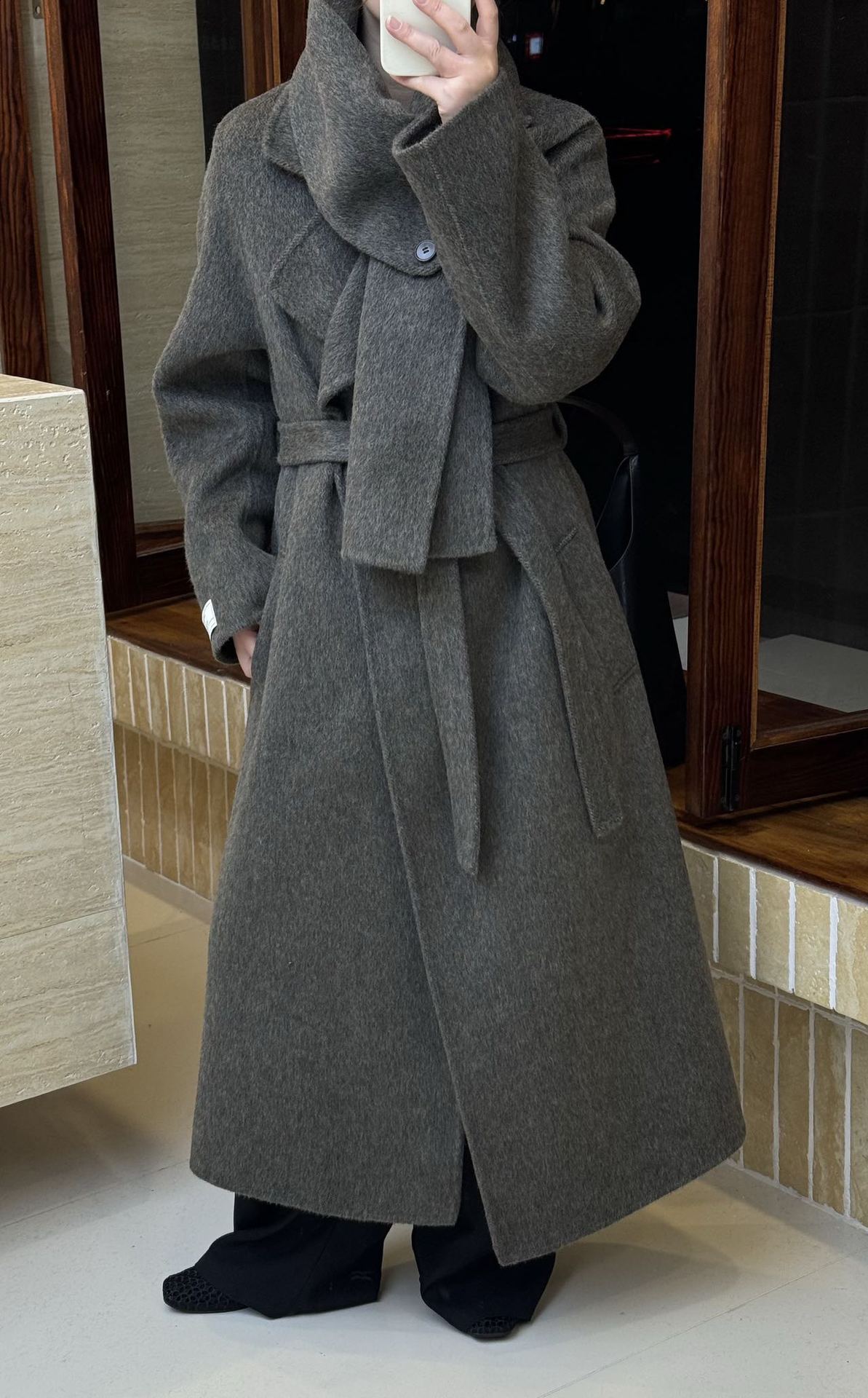 Eshin Autumn And Winter Shawl Scarf Collar Double-breasted Solid Color Womens Double-sided Woolen Belt Coats TH5394 240927